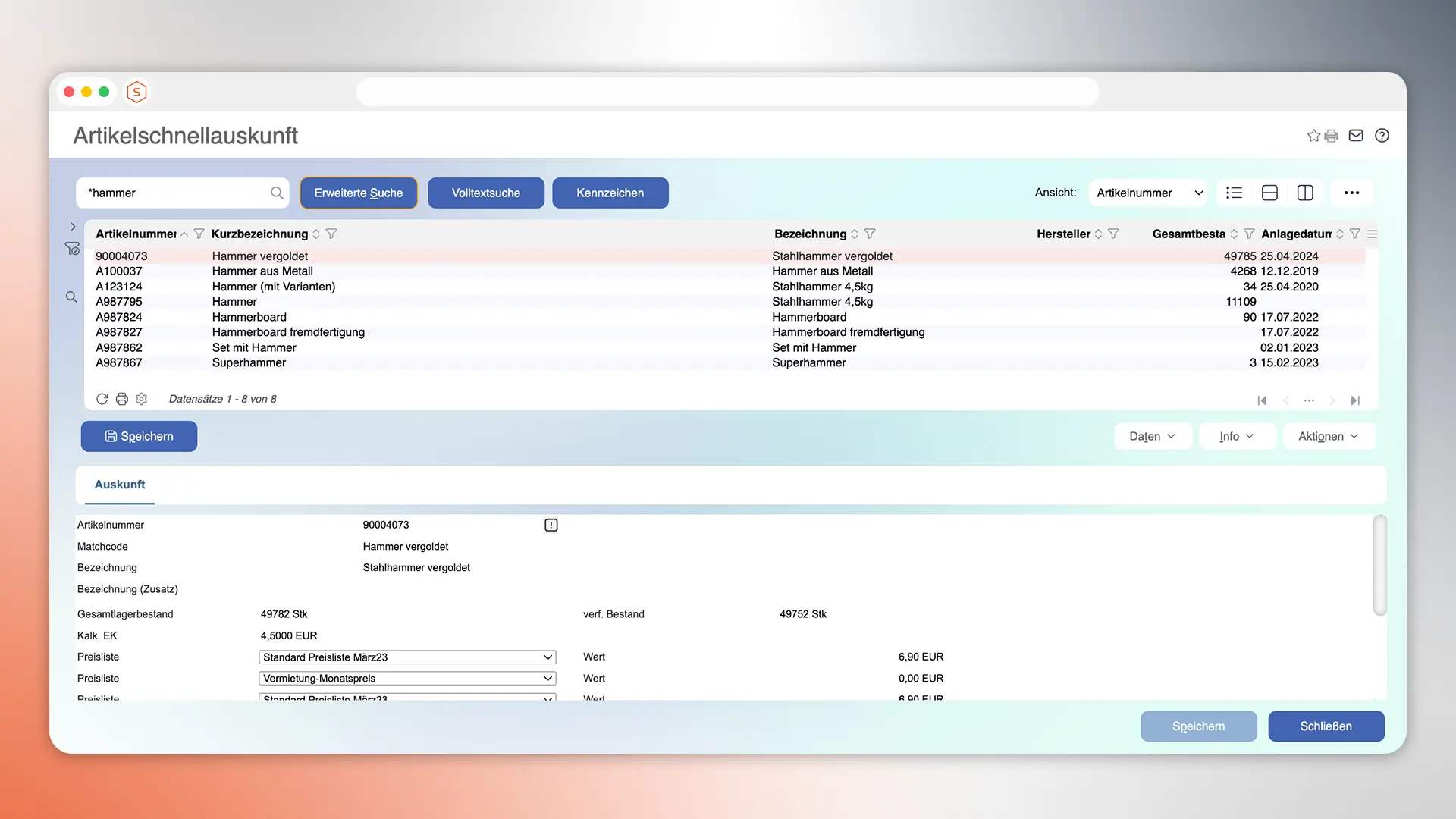 Artikelschnellauskunft