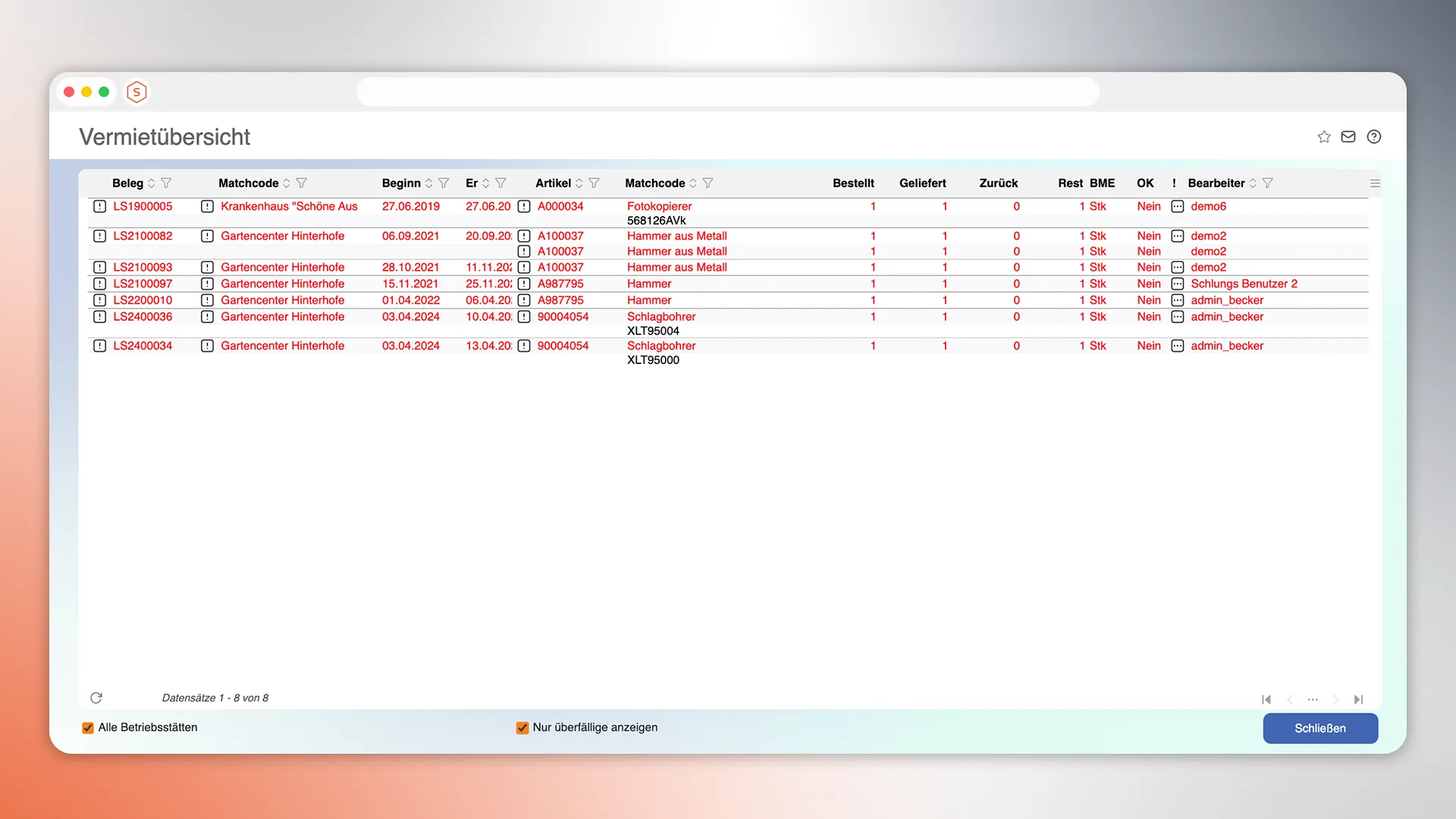 Mietlizenz mf.ERP Modul Bemusterung