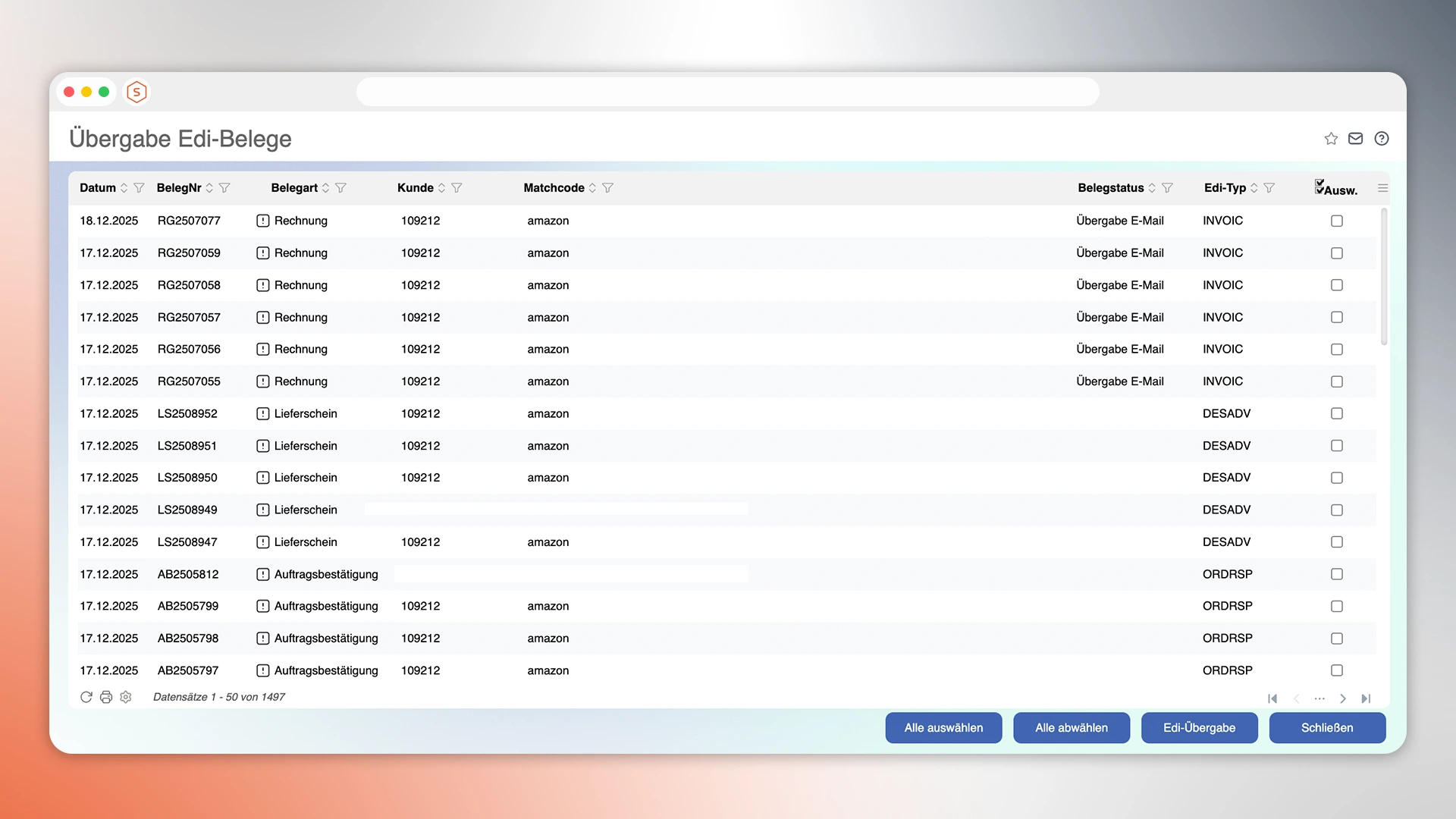 Mietlizenz mf.ERP Modul EDI Schnittstelle (EDIFACT)