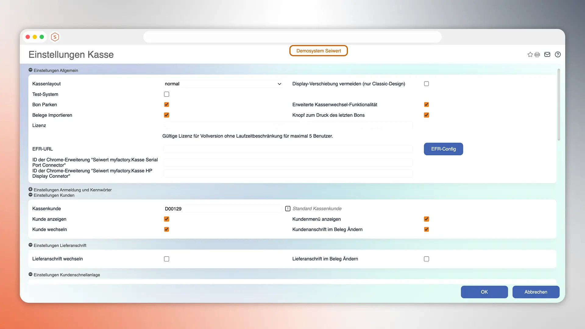 Mietlizenz ERP myfactory.POS (Kasse) Version Seiwert