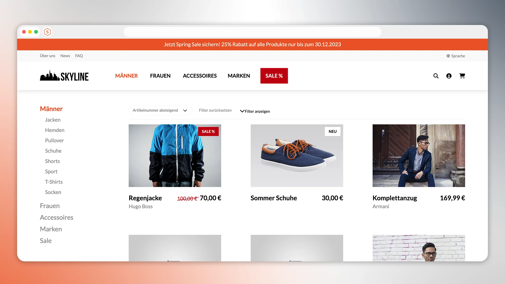 Mietlizenz mf.eCommerce Skyline Webshop-Template