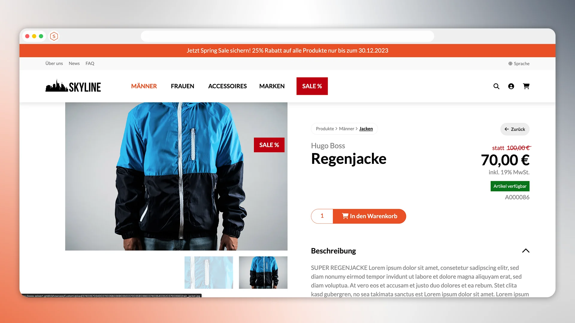 Mietlizenz mf.eCommerce Skyline Webshop-Template